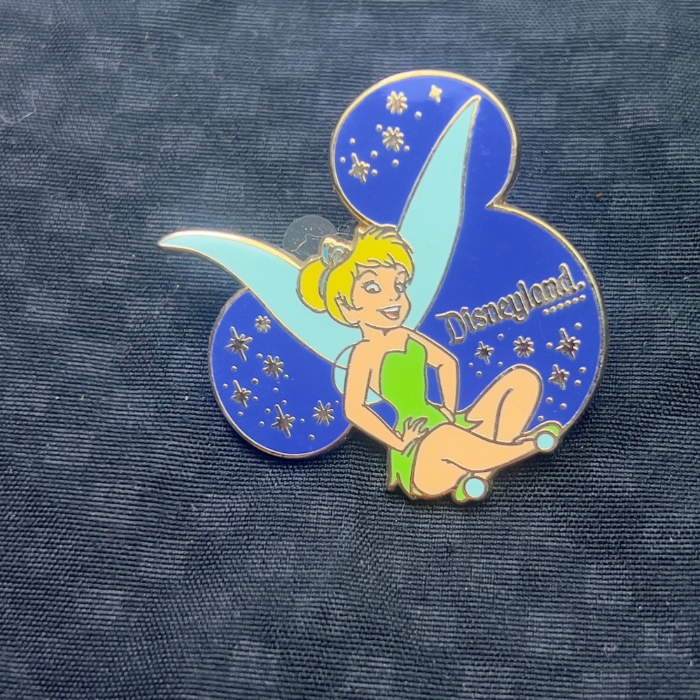 Disney Disneyland Tinker Bell Mickey Mouse Ears Enamel Pin Travel Company Gold
